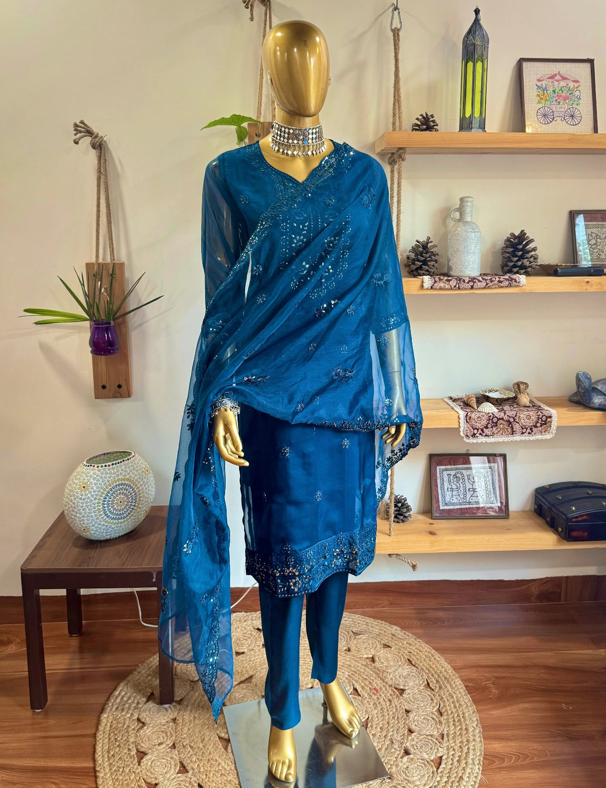ikshita Blue Organza Suit | Param Iqbal