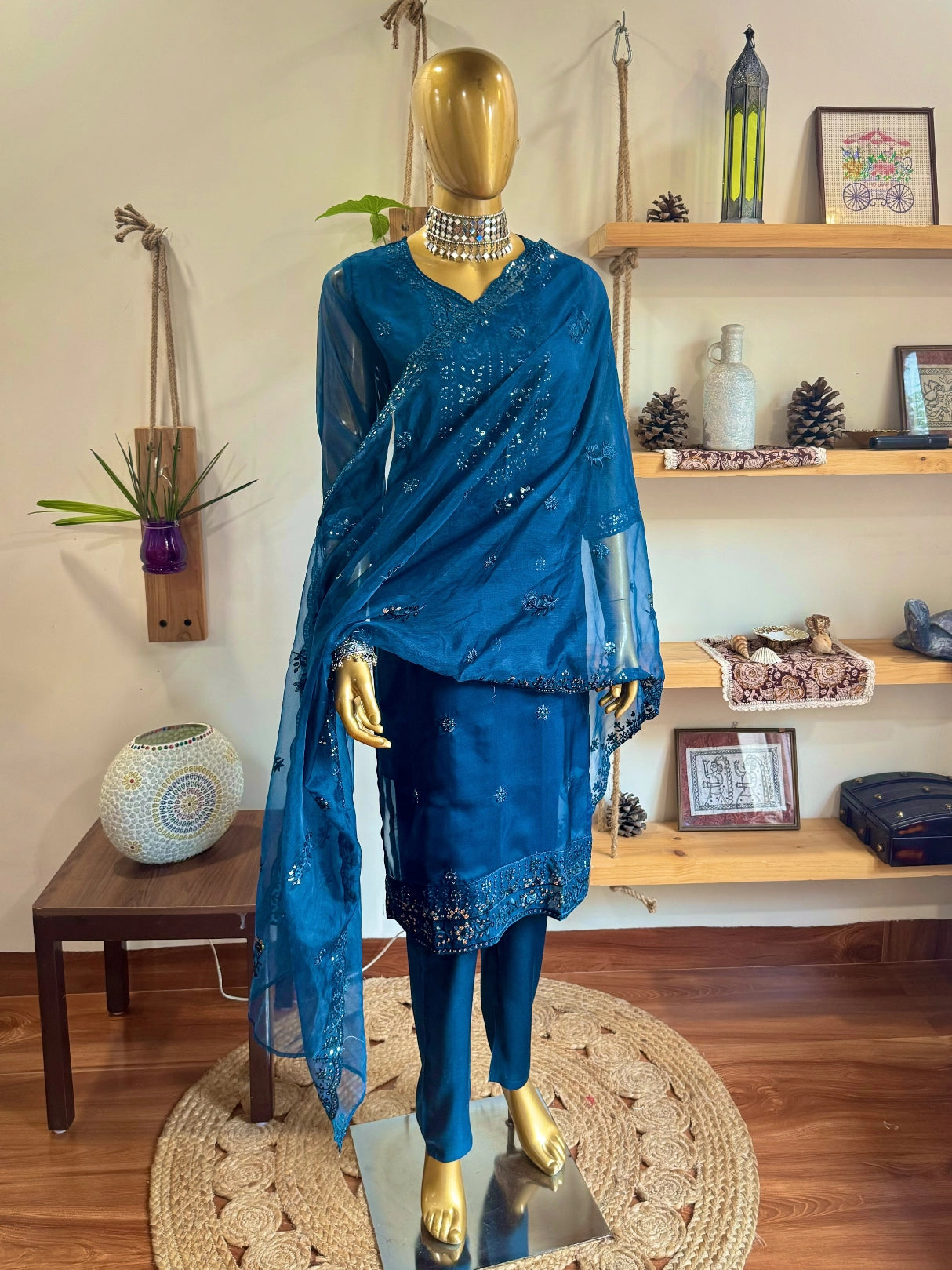 ikshita Blue Organza Suit | Param Iqbal