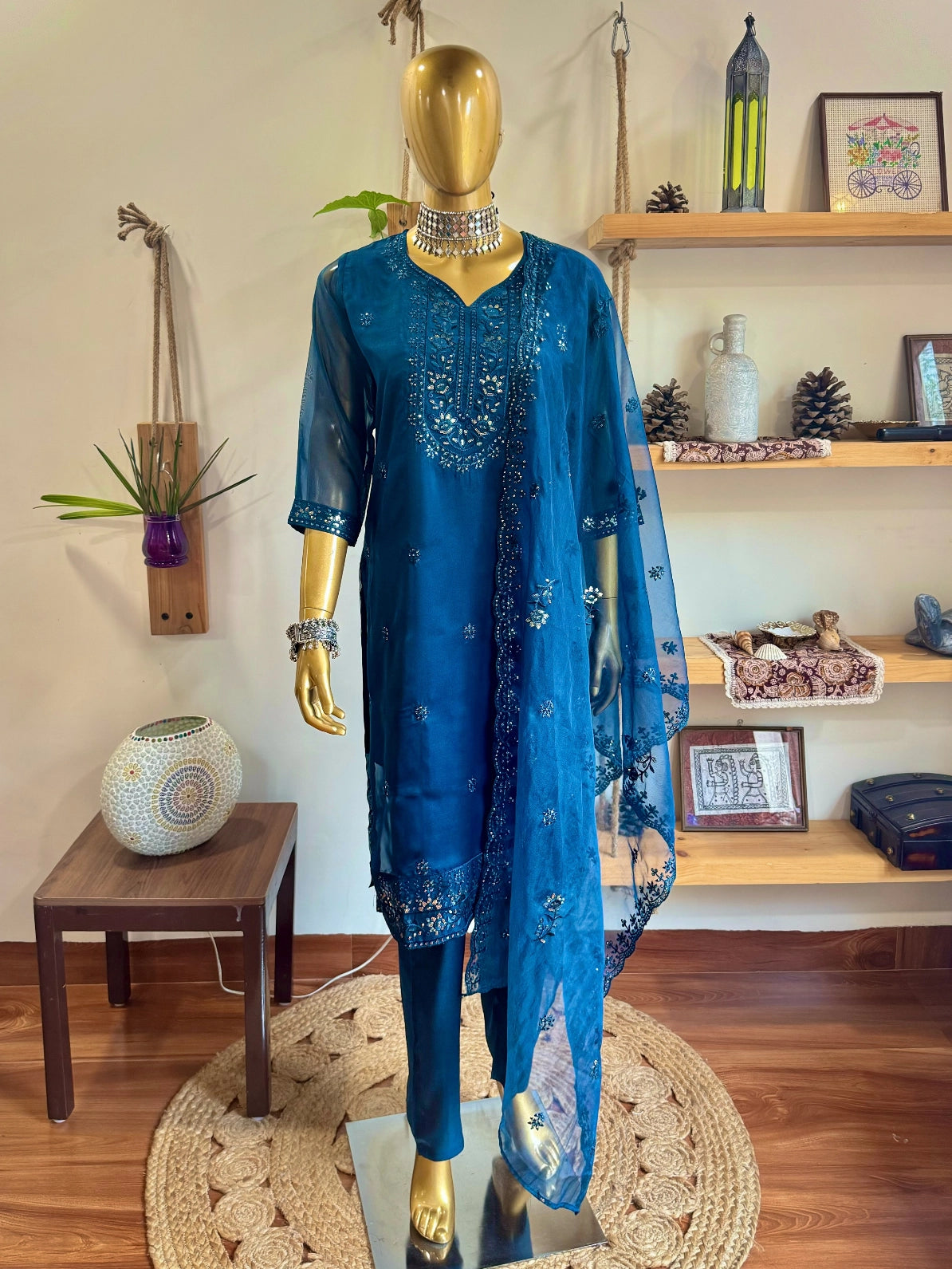 ikshita Blue Organza Suit | Param Iqbal