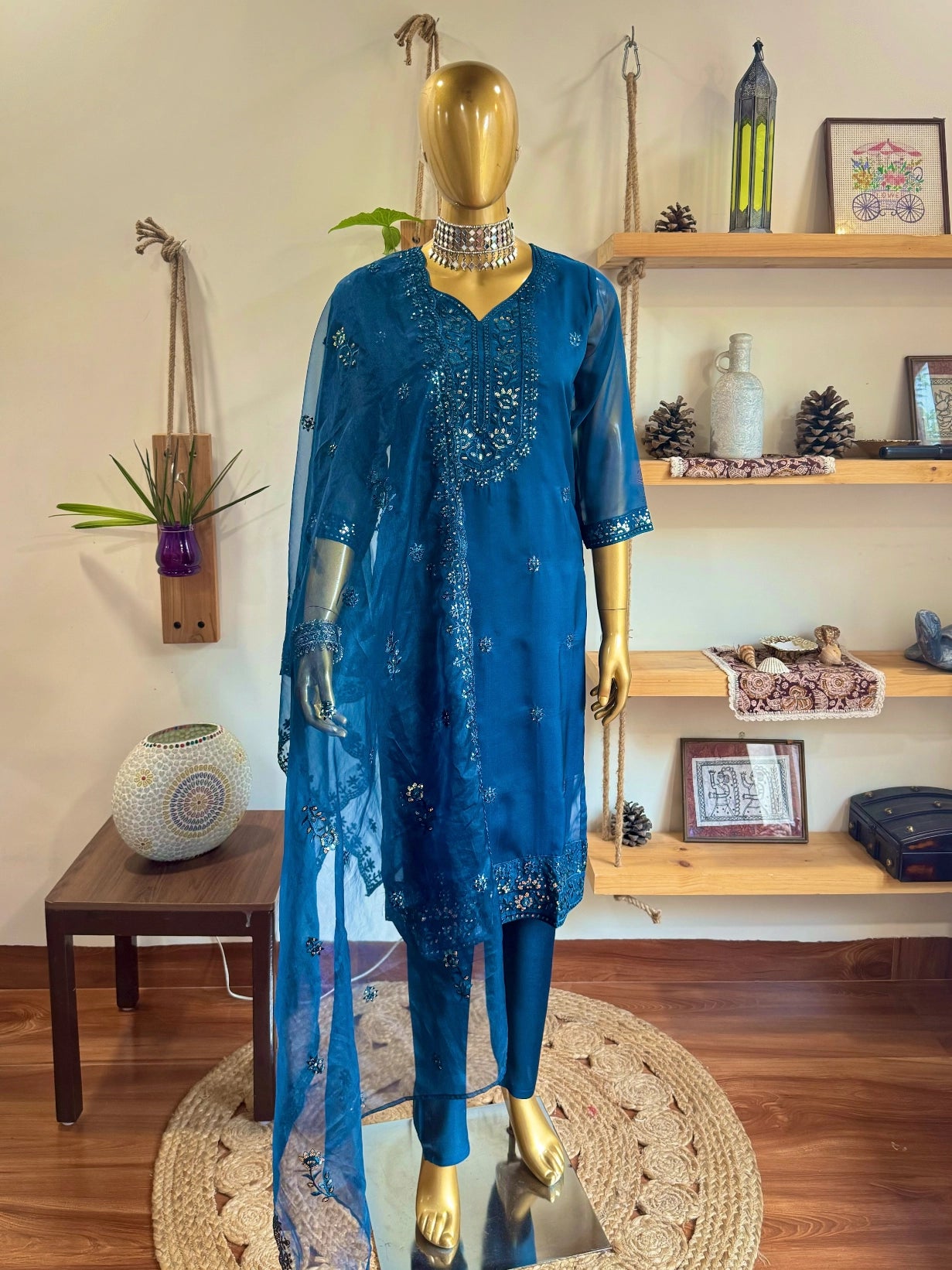 ikshita Blue Organza Suit | Param Iqbal