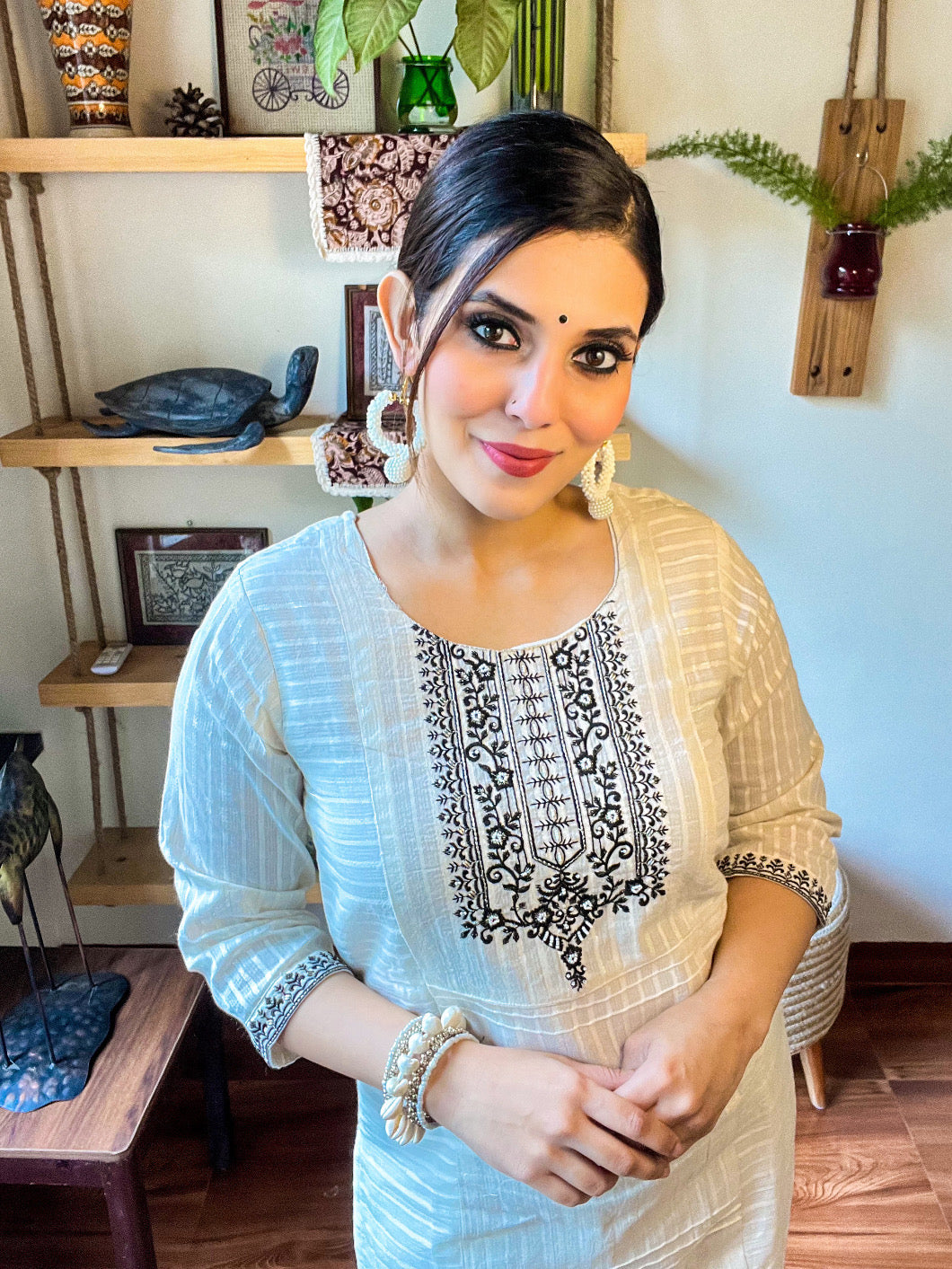 Zoya White Cotton Suit | Param Iqbal 