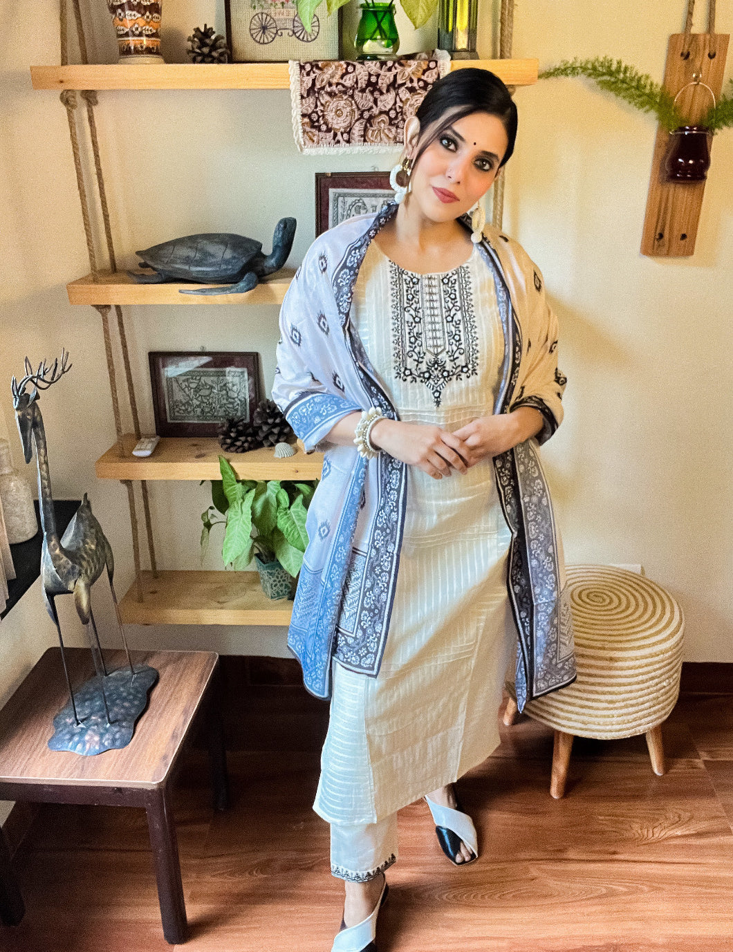 Zoya White Cotton Suit | Param Iqbal 