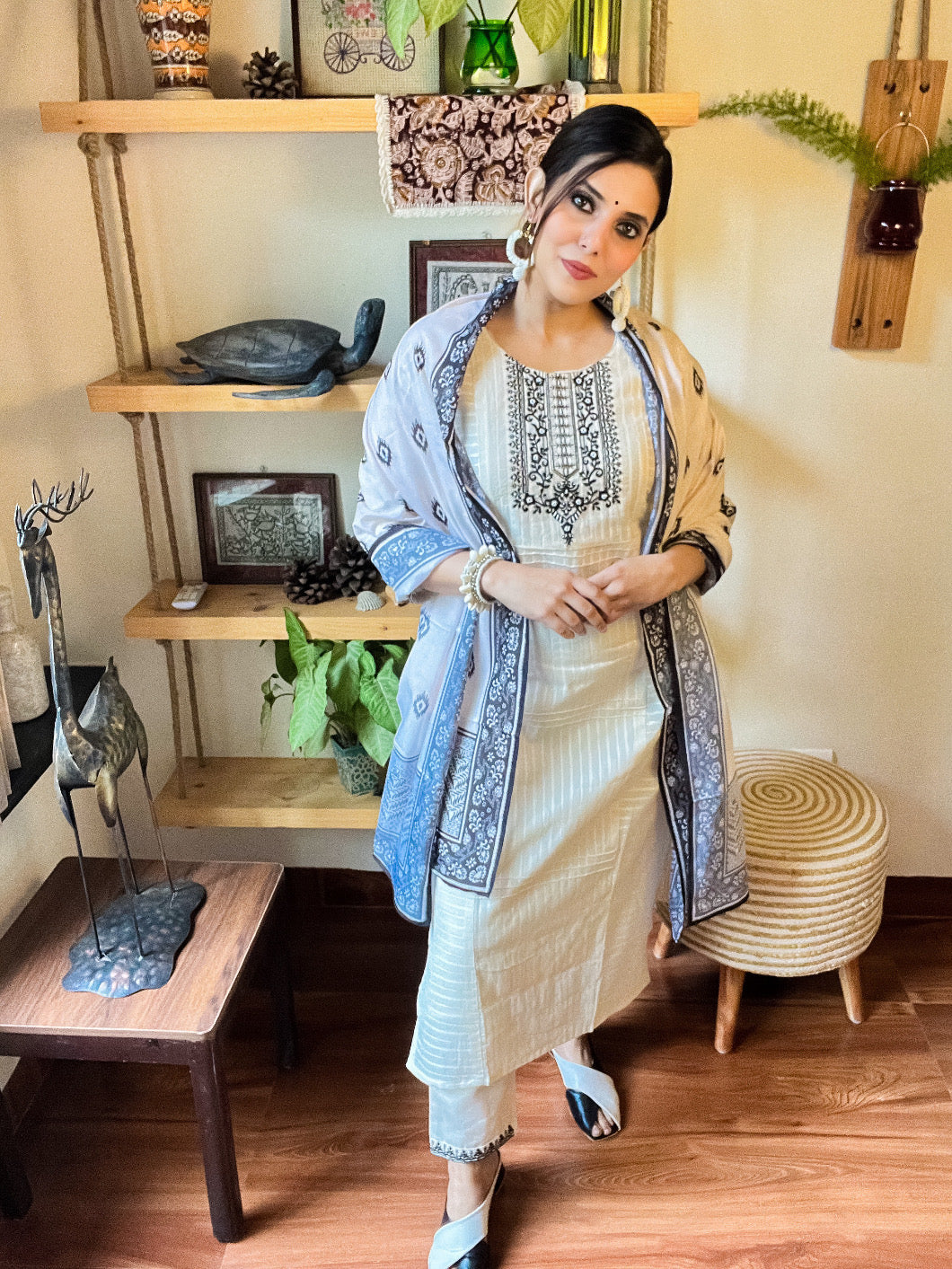 Zoya White Cotton Suit | Param Iqbal 