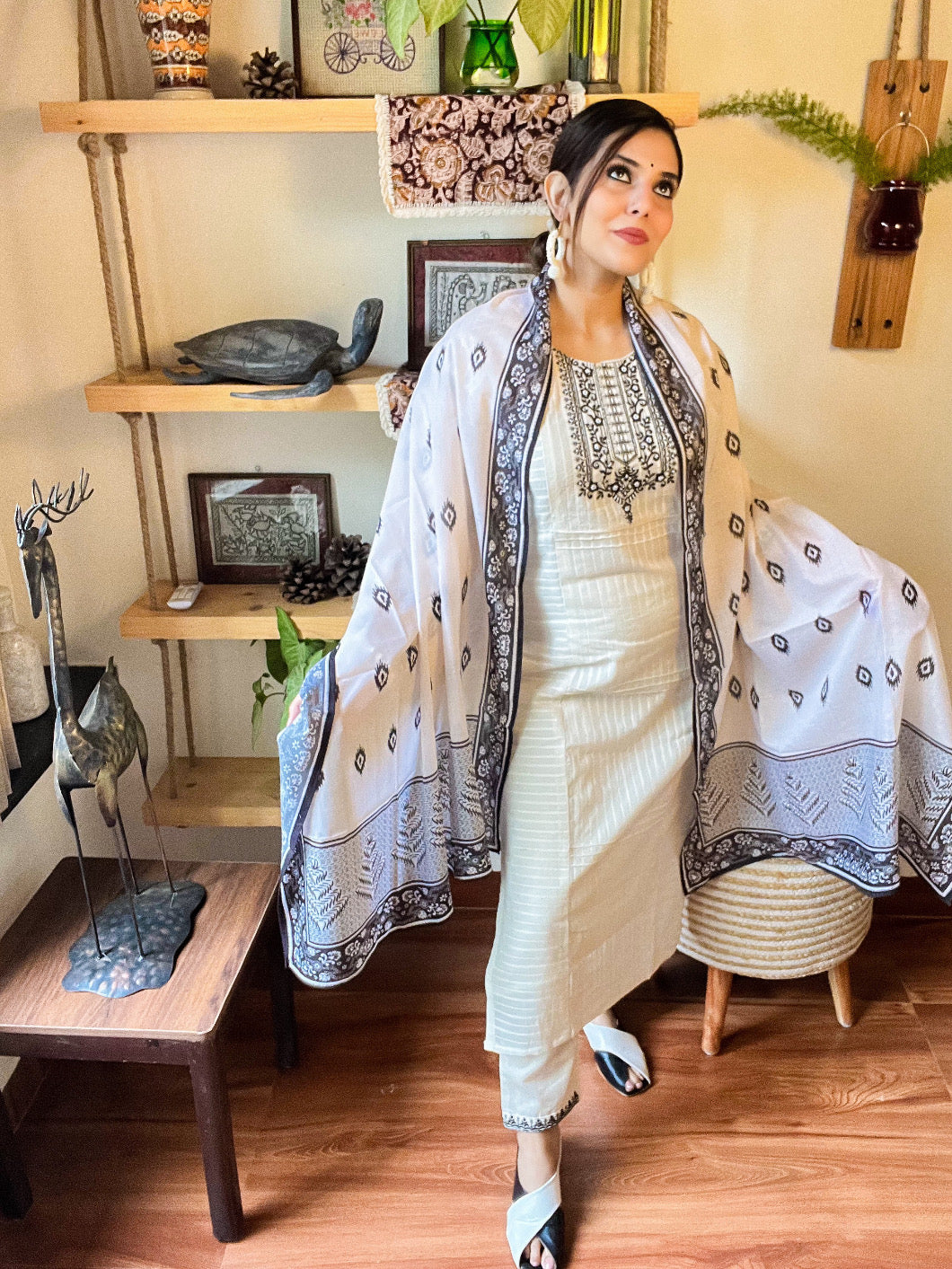 Zoya White Cotton Suit | Param Iqbal 