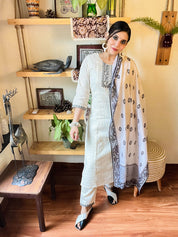 Zoya White Cotton Suit | Param Iqbal 