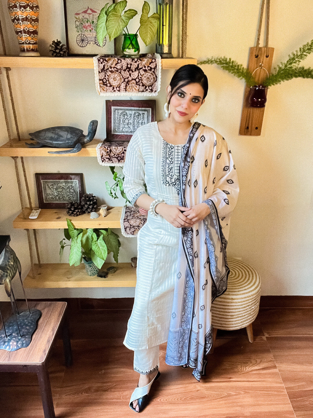 Zoya White Cotton Suit | Param Iqbal 