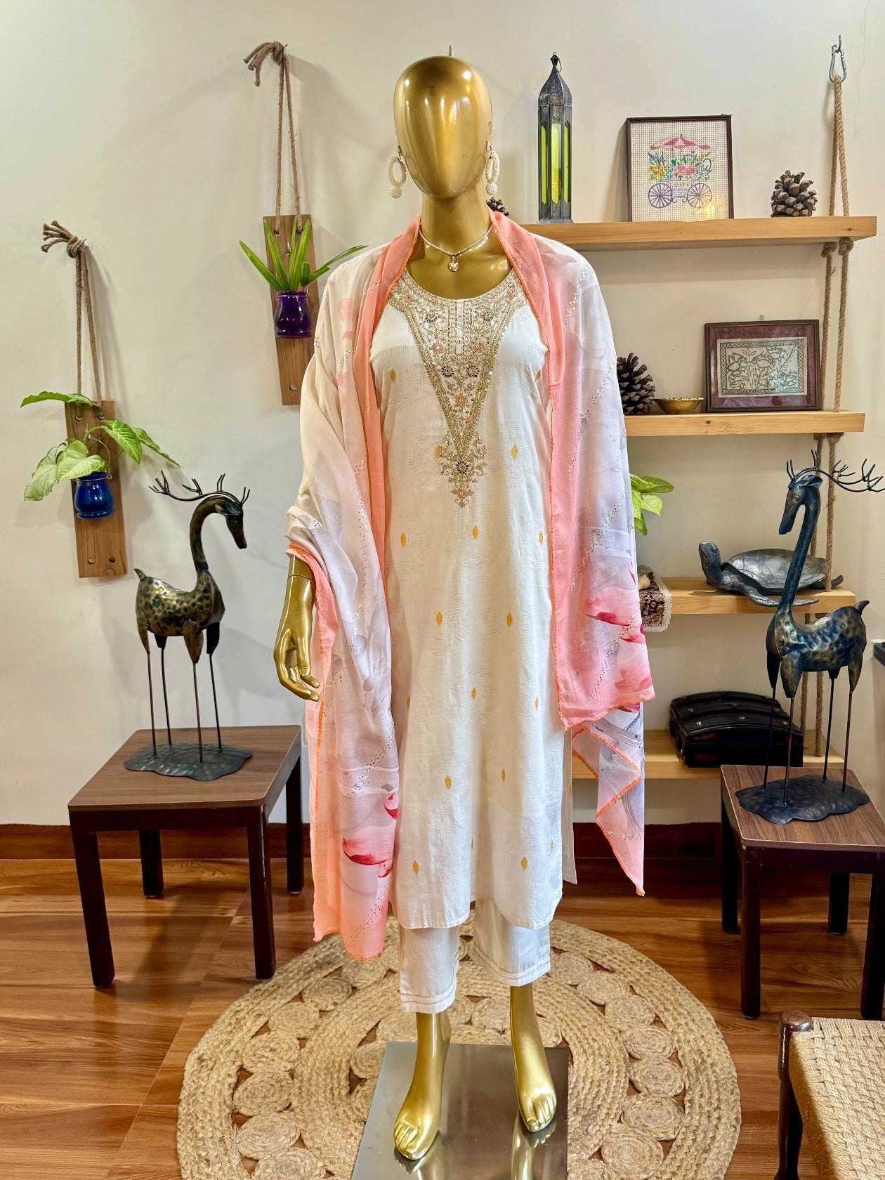Haniya Cream Cotton Suit | Param Iqbal