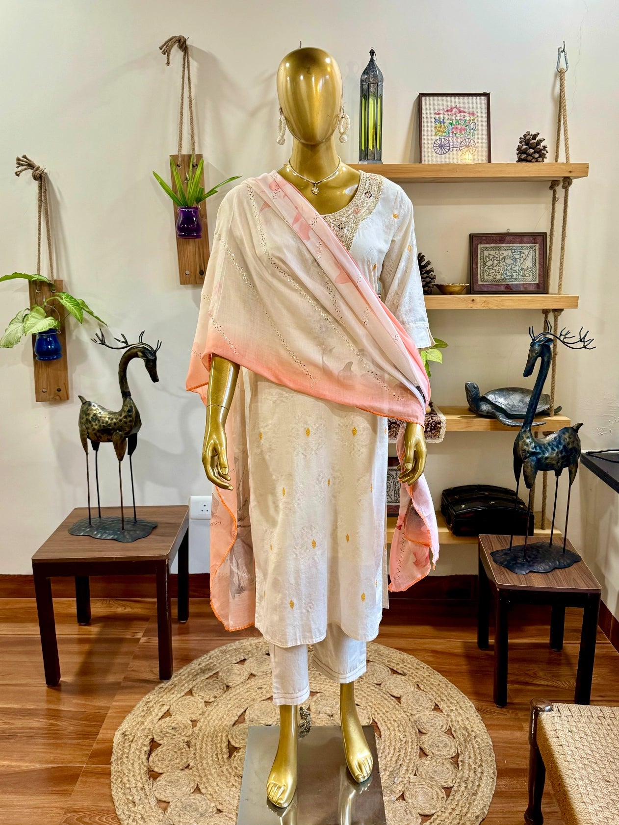 Haniya Cream Cotton Suit | Param Iqbal