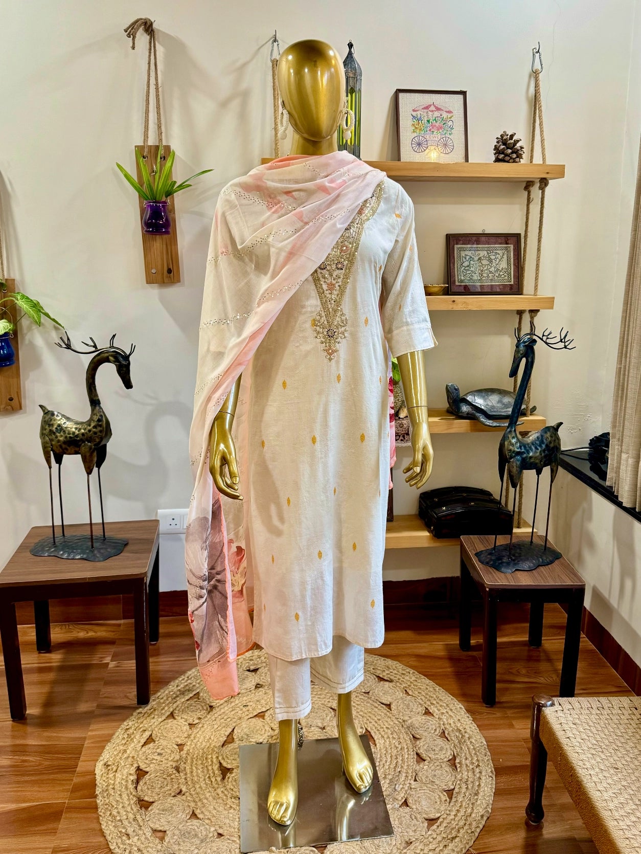 Haniya Cream Cotton Suit | Param Iqbal
