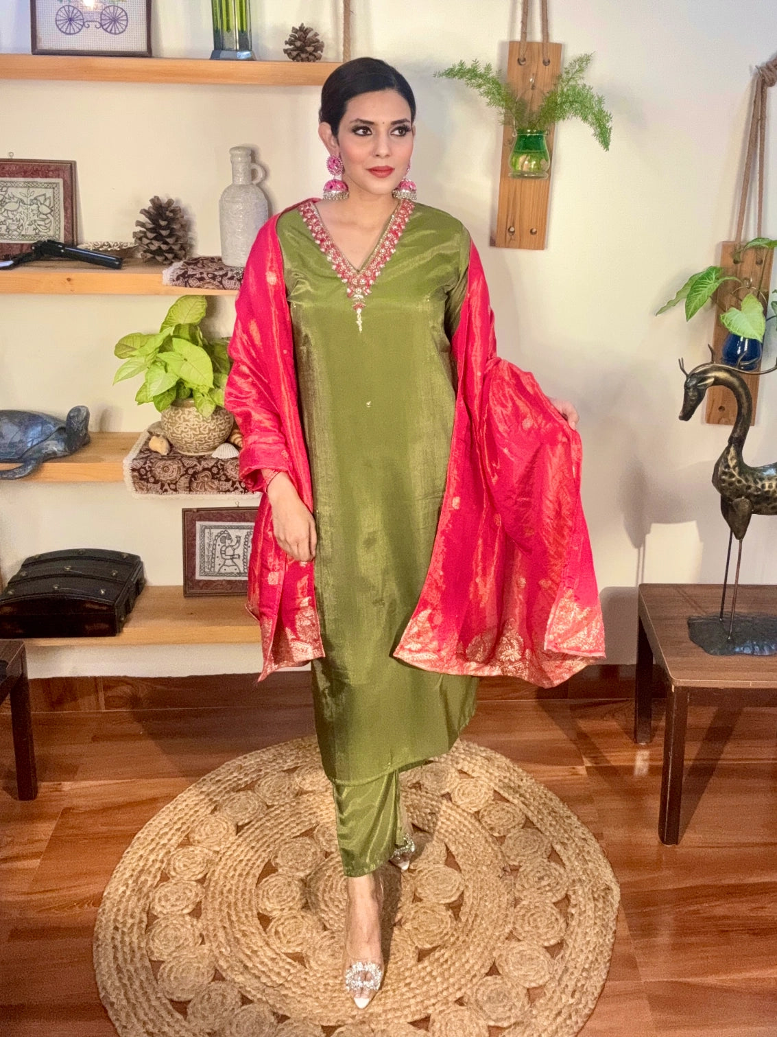 Vedika Green Silk Suit | Param Iqbal