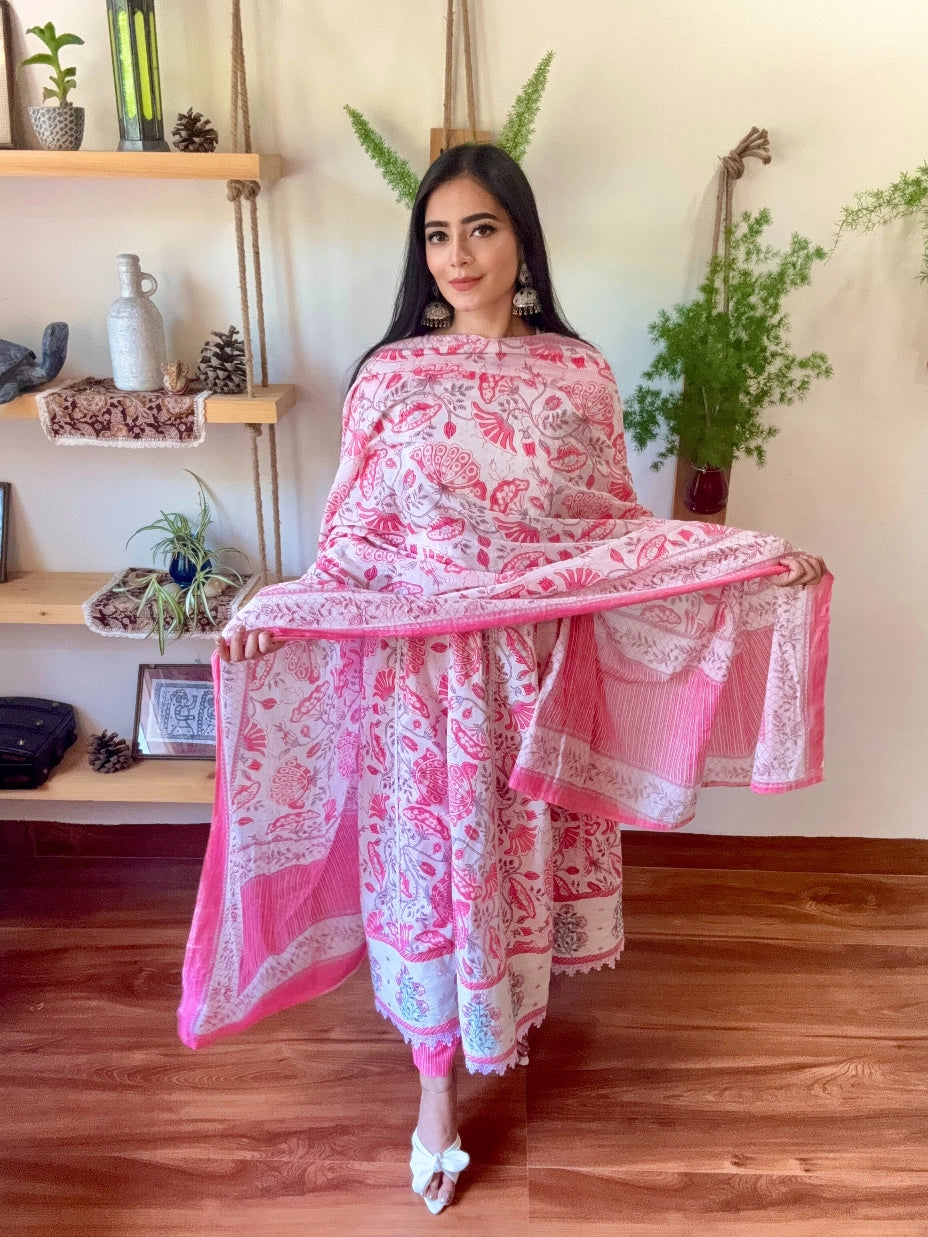 Amira Pink Cotton Suit | param Iqbal