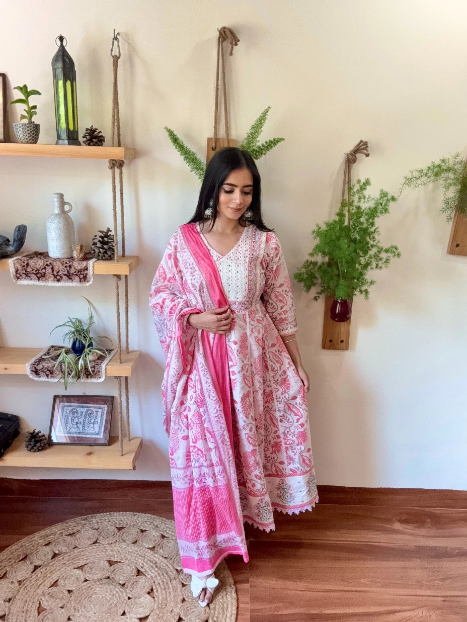 Amira Pink Cotton Suit | param Iqbal