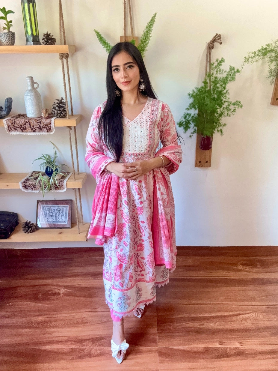 Amira Pink Cotton Suit | param Iqbal