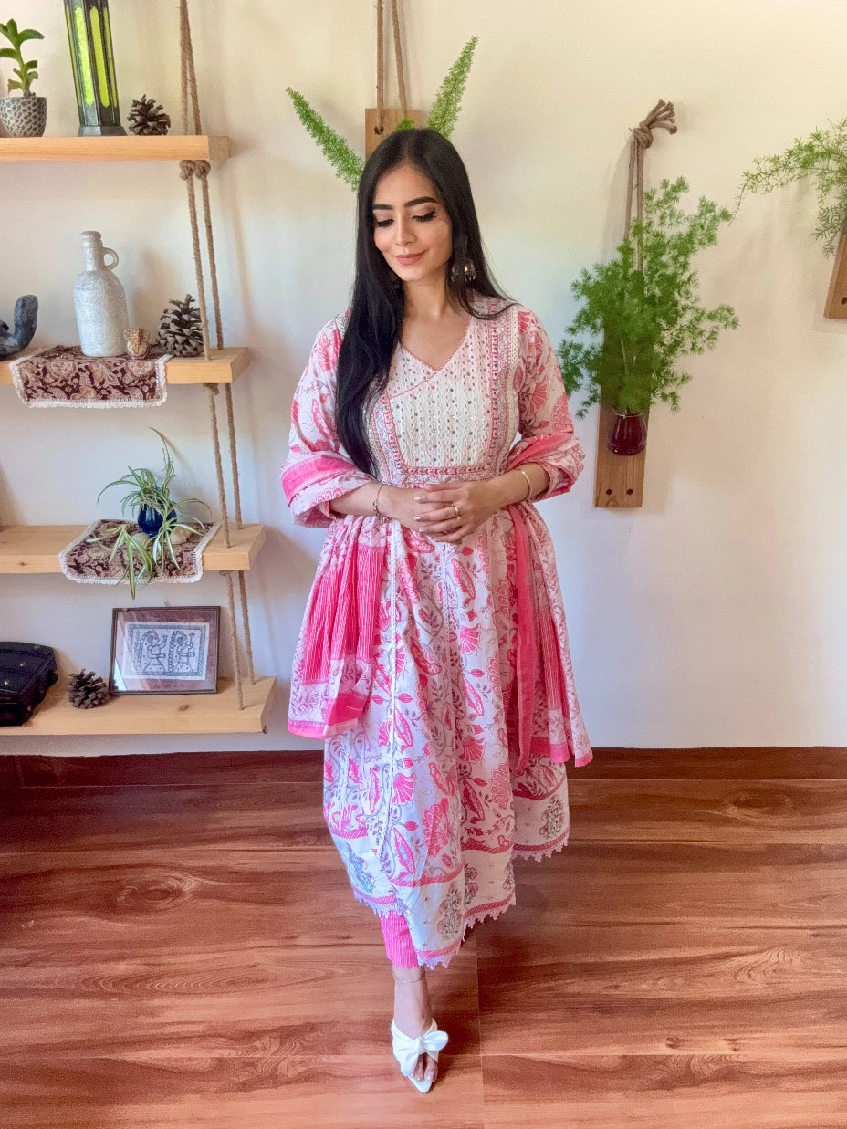Amira Pink Cotton Suit | param Iqbal