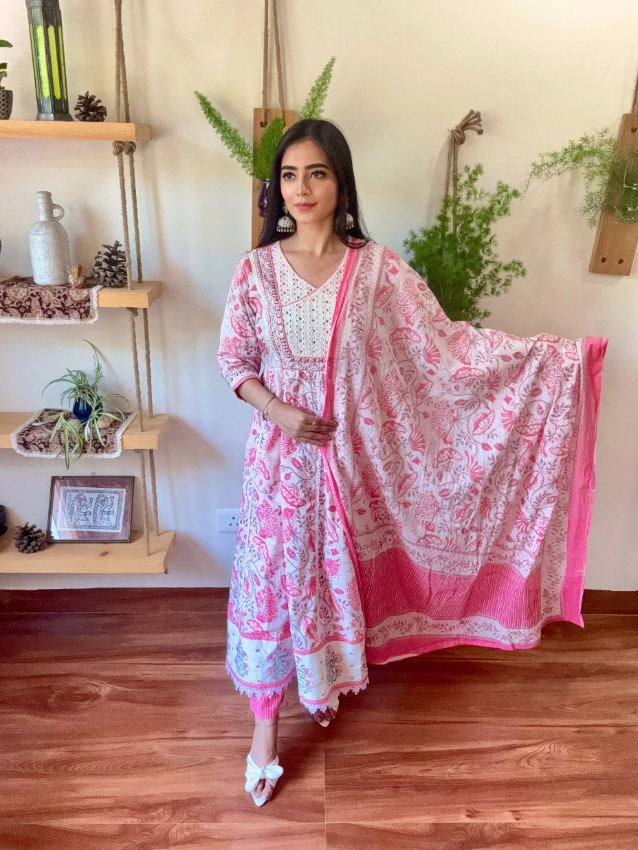 Amira Pink Cotton Suit | param Iqbal