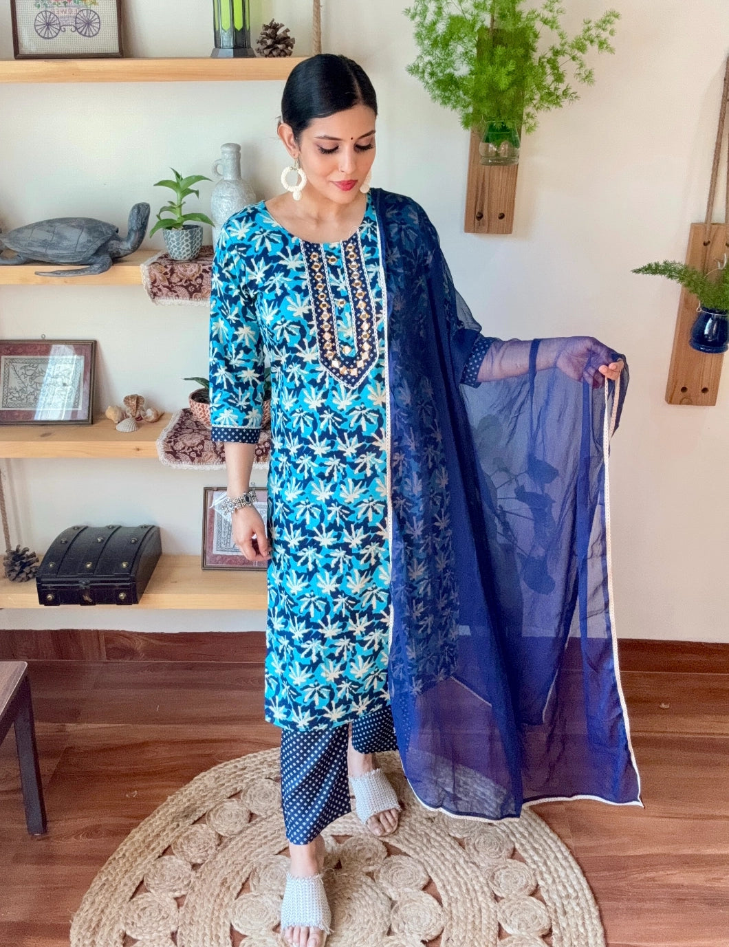 Saba Blue Rayon Suit | Param Iqbal 