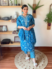 Nimat Blue Cotton Suit | Param Iqbal 