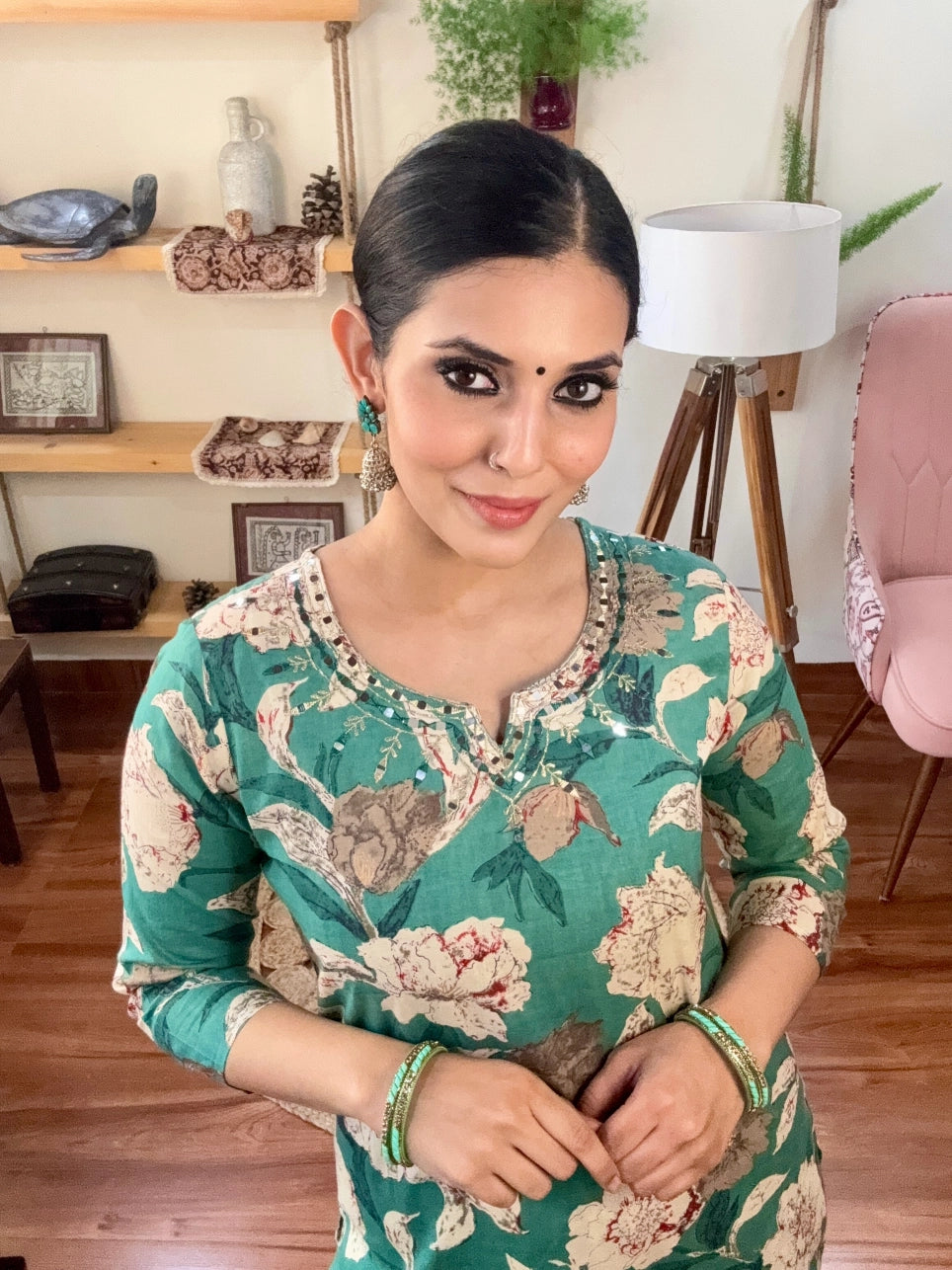 Fatima Sea Green Cotton Suit | Param Iqbal 