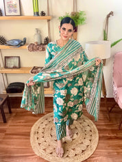 Fatima Sea Green Cotton Suit | Param Iqbal 