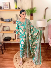 Fatima Sea Green Cotton Suit | Param Iqbal 