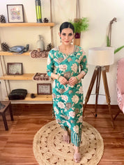 Fatima Sea Green Cotton Suit | Param Iqbal 