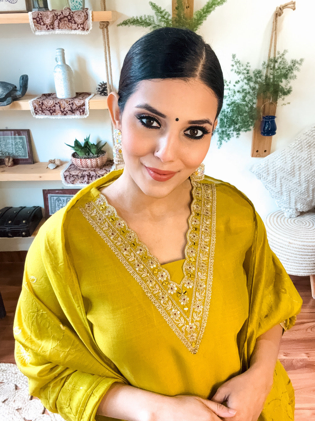 Maira Lime Green Dupion Silk Suit | Param Iqbal 