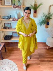 Maira Lime Green Dupion Silk Suit | Param Iqbal 