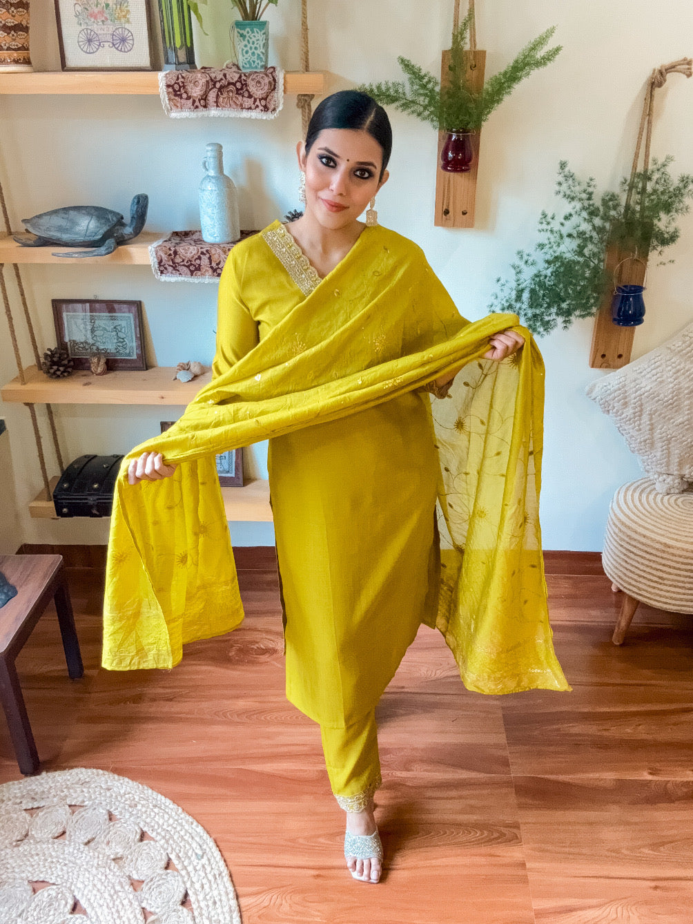 Maira Lime Green Dupion Silk Suit | Param Iqbal 