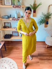 Maira Lime Green Dupion Silk Suit | Param Iqbal 