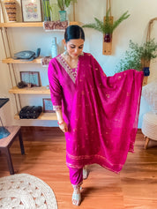 Samira Pink Dupion Silk Suit | Param Iqbal 