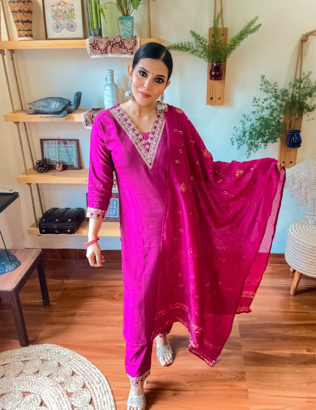 Samira Pink Dupion Silk Suit | Param Iqbal 