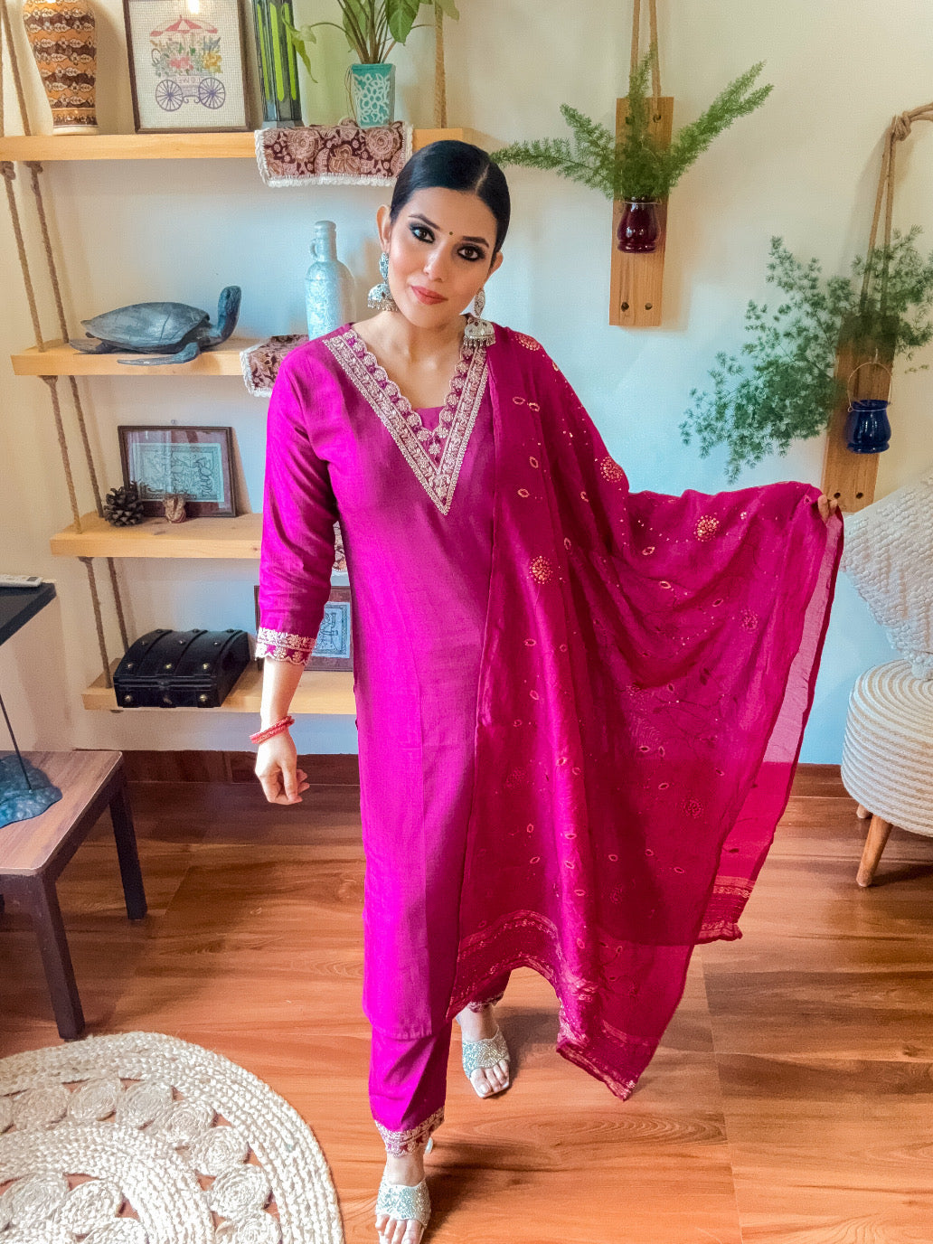 Samira Pink Dupion Silk Suit | Param Iqbal 