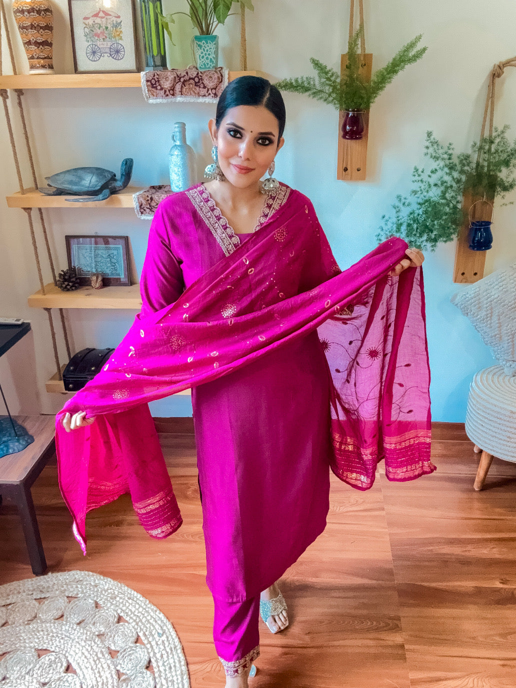 Samira Pink Dupion Silk Suit | Param Iqbal 