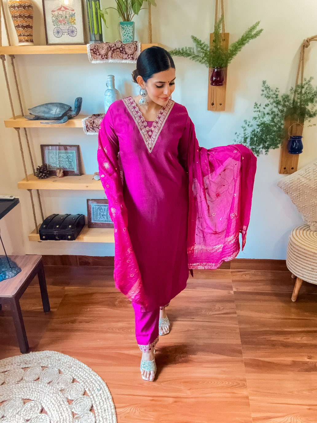 Samira Pink Dupion Silk Suit | Param Iqbal 