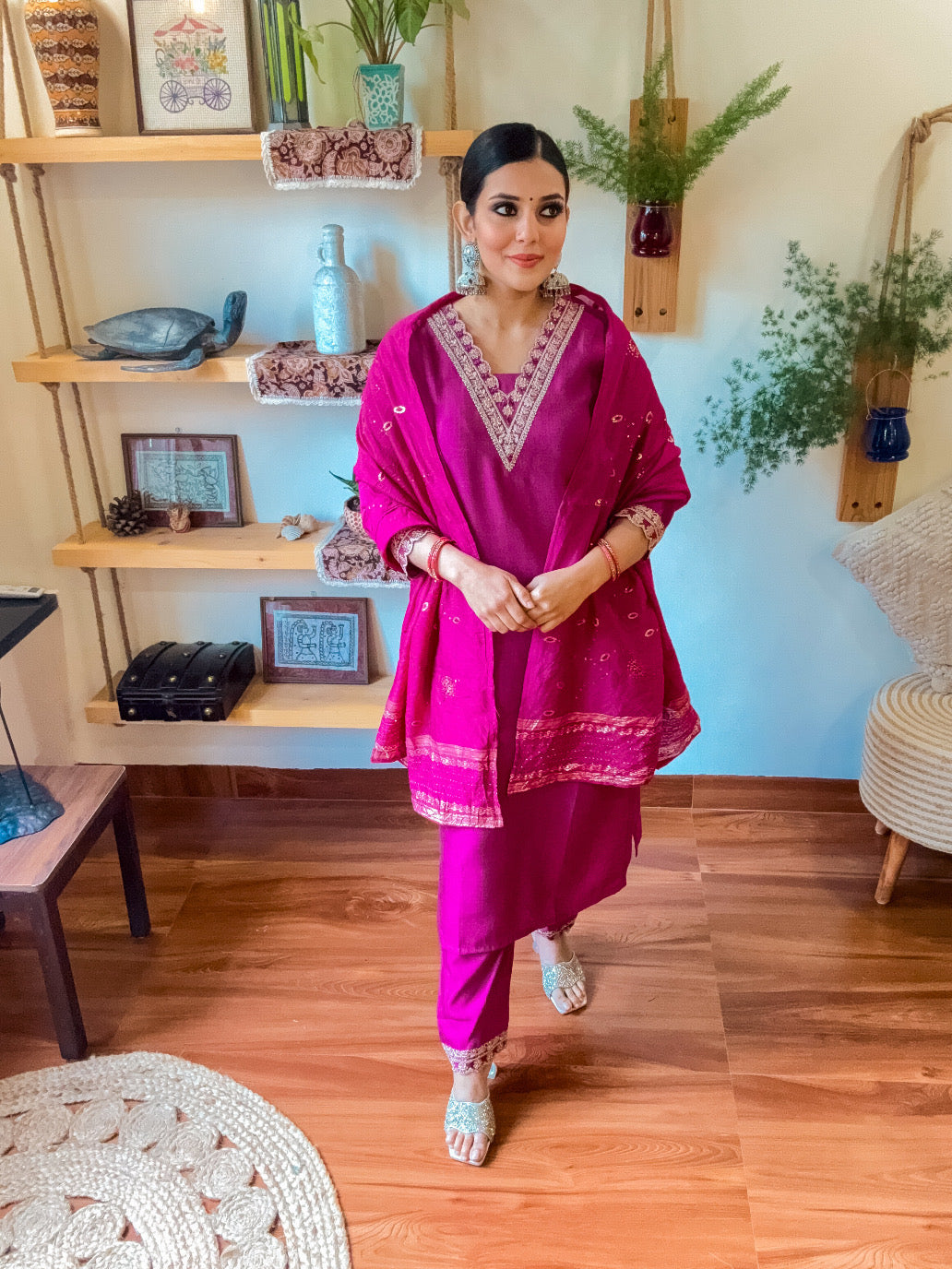 Samira Pink Dupion Silk Suit | Param Iqbal 