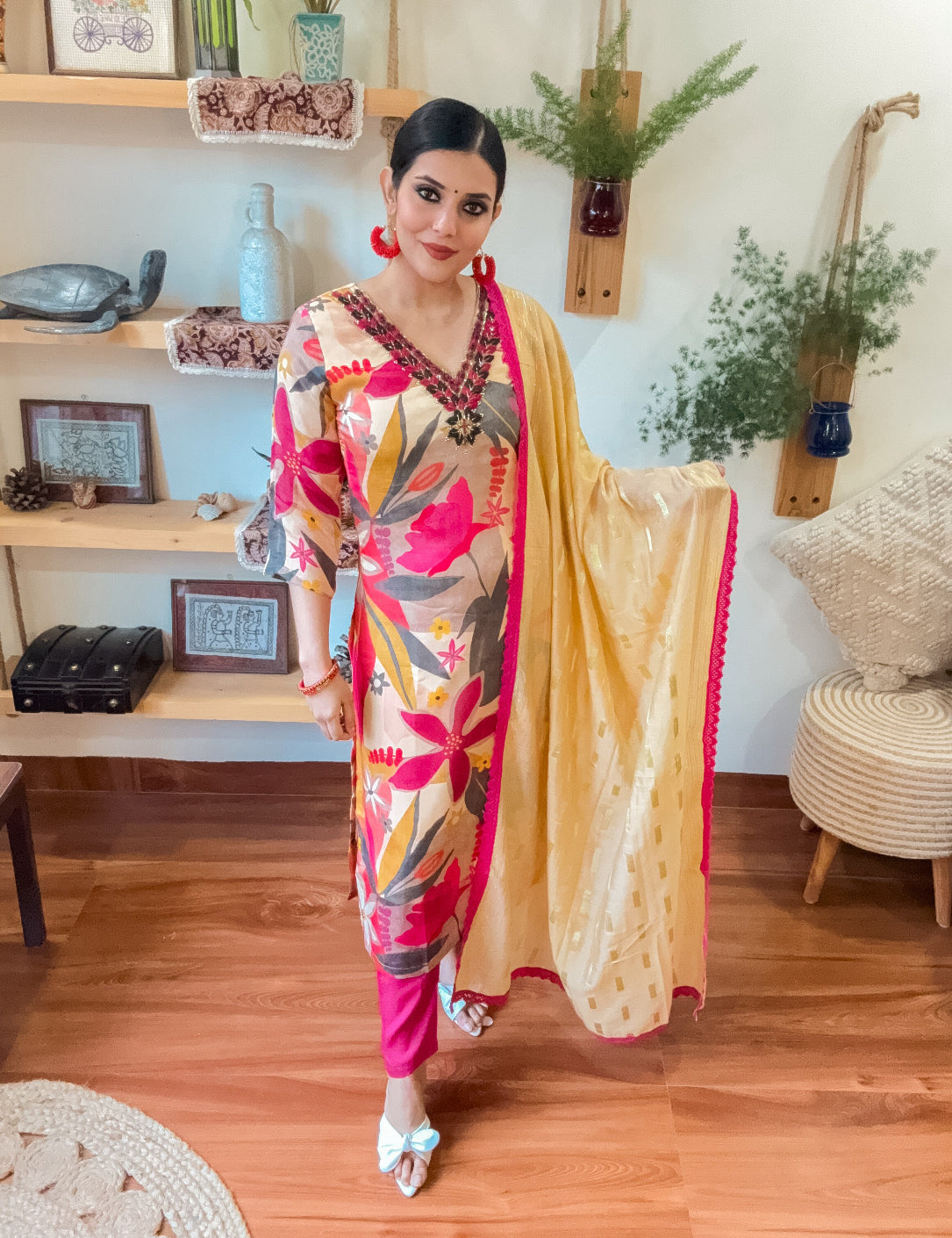 Inaya Beige Chinnon Suit | Param Iqbal 