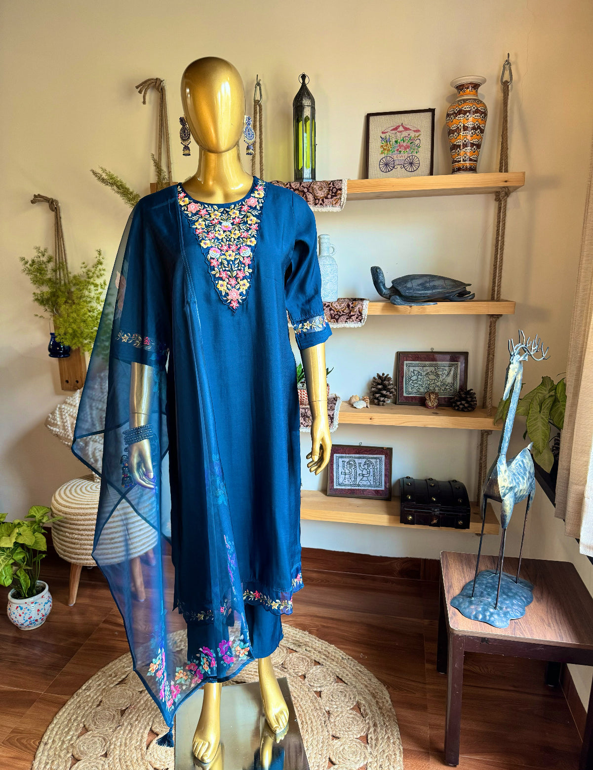 Rimsha Blue Paper Silk Suit | Param Iqbal 