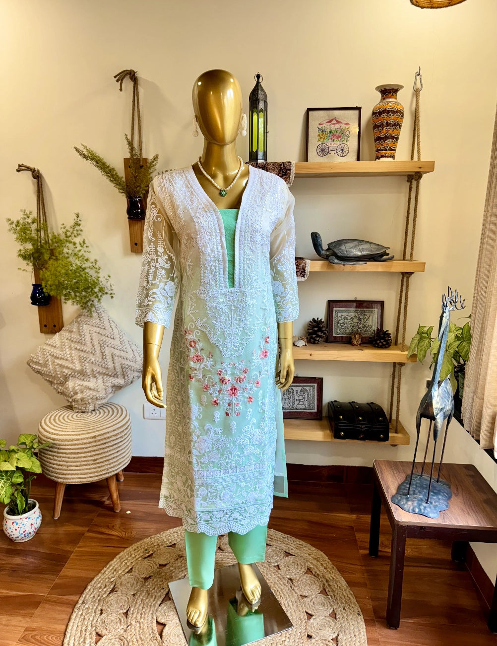 Mumtaz Green Organza Suit | Param Iqbal 