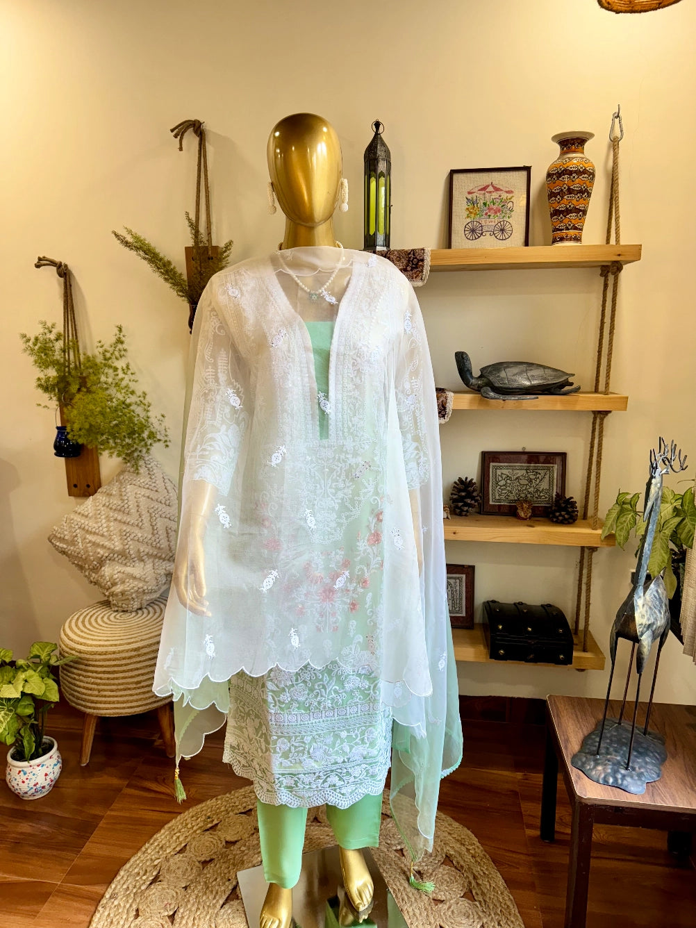 Mumtaz Green Organza Suit | Param Iqbal 