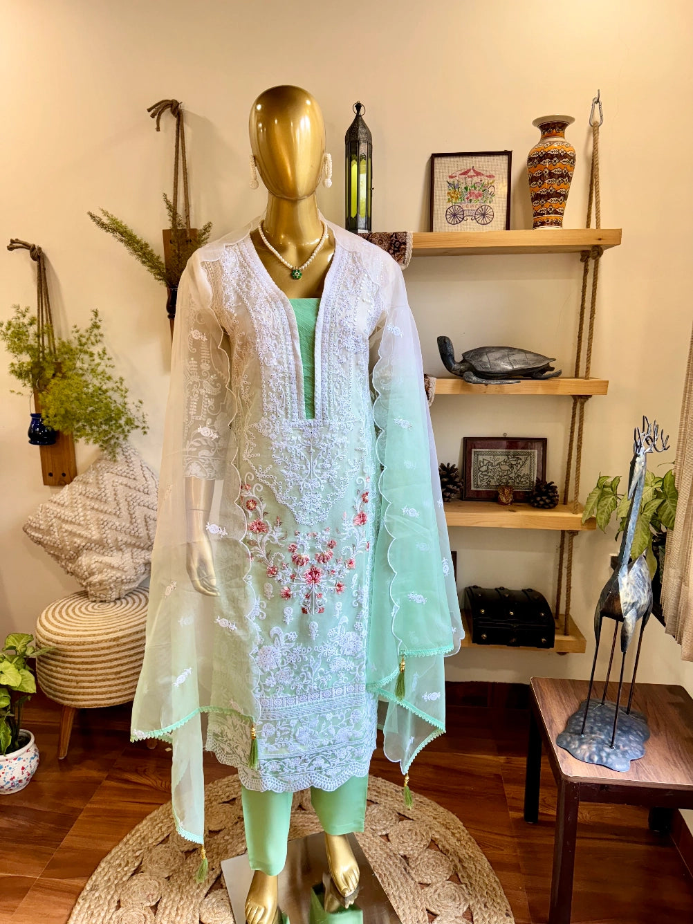 Mumtaz Green Organza Suit | Param Iqbal 