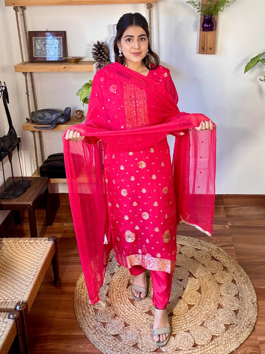 Lekha Pink Organza Suit | Param Iqbal