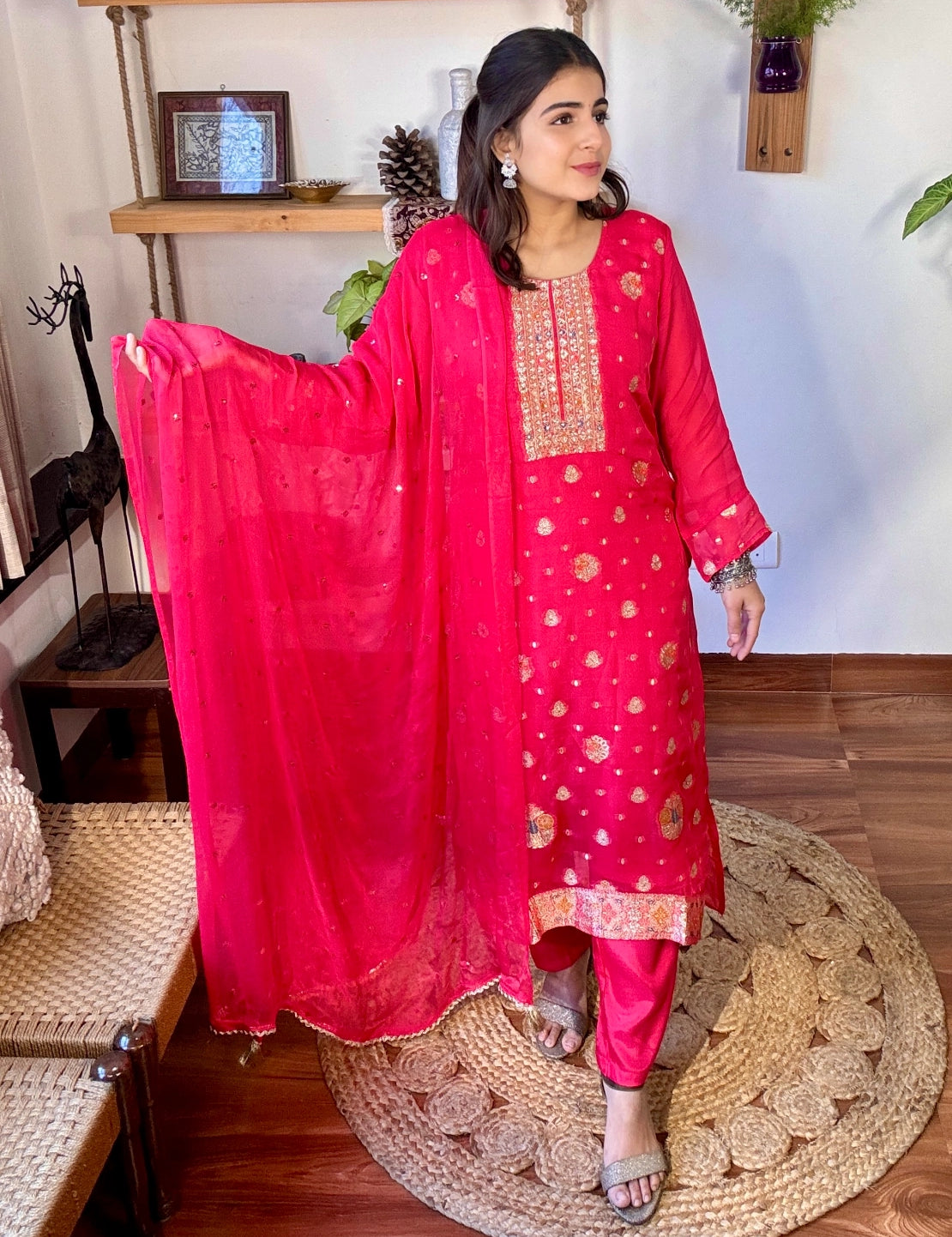 Lekha Pink Organza Suit | Param Iqbal