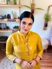 Shabana Yellow Banarasi Silk Suit | Param Iqbal 