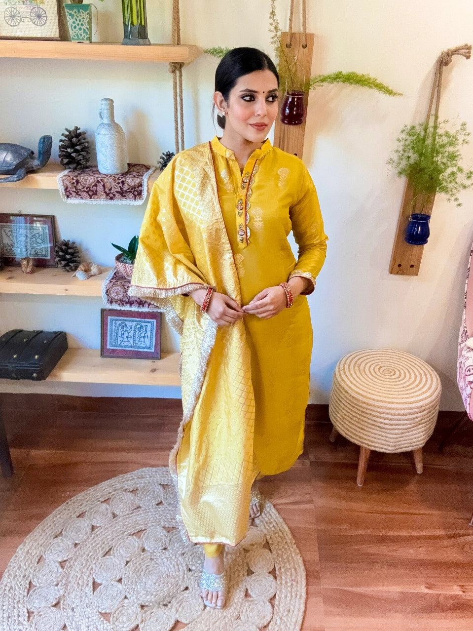 Shabana Yellow Banarasi Silk Suit | Param Iqbal 