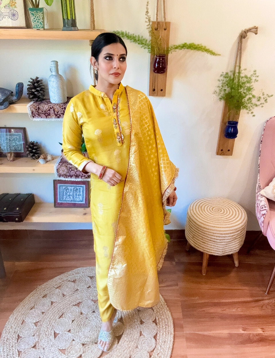 Shabana Yellow Banarasi Silk Suit | Param Iqbal 