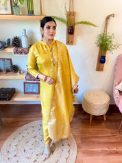 Shabana Yellow Banarasi Silk Suit | Param Iqbal 