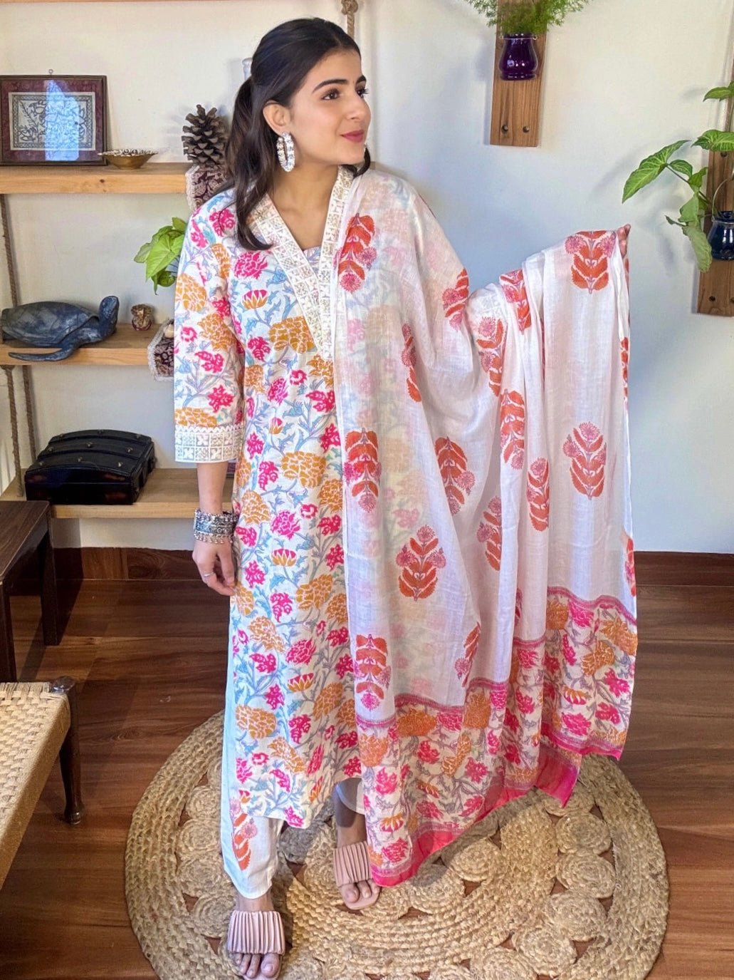 Aadhya Cream Cotton Kurta Set - Param Iqbal