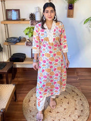 Aadhya Cream Cotton Kurta Set - Param Iqbal