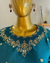 Adah Teal Green Silk Kurta Set - Param Iqbal