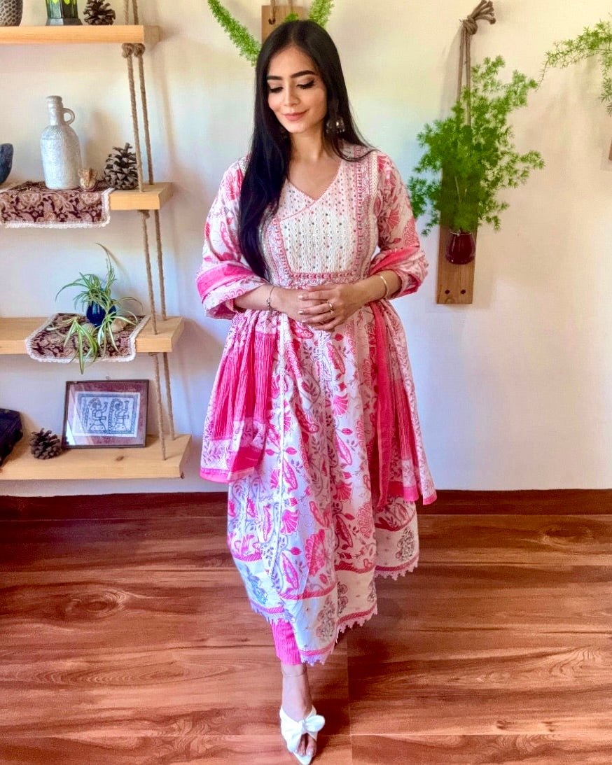 Amira Pink Cotton Kurta Set - Param Iqbal